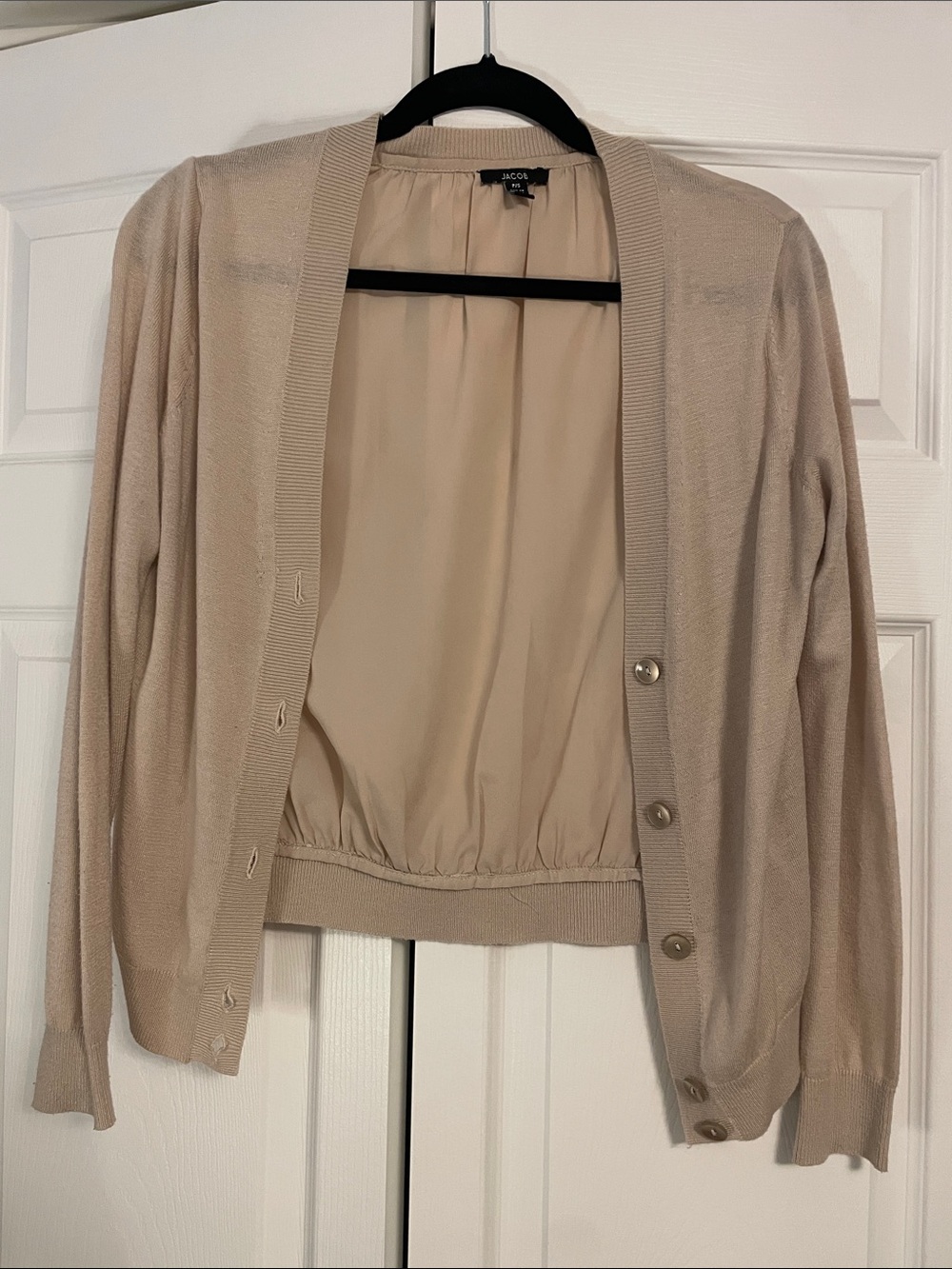 Jacob Neutral-Beige Satin-Like Lined Cardigan
